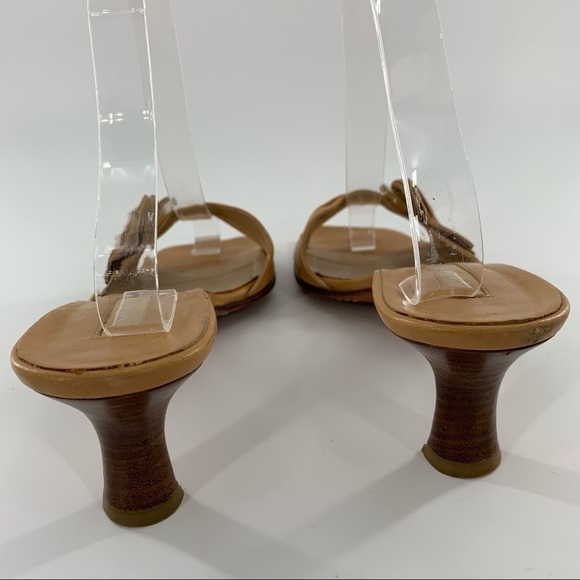 Via Spiga womens heels size 8 tan leather vintage Y2k made minimalist slides - Picture 4 of 14